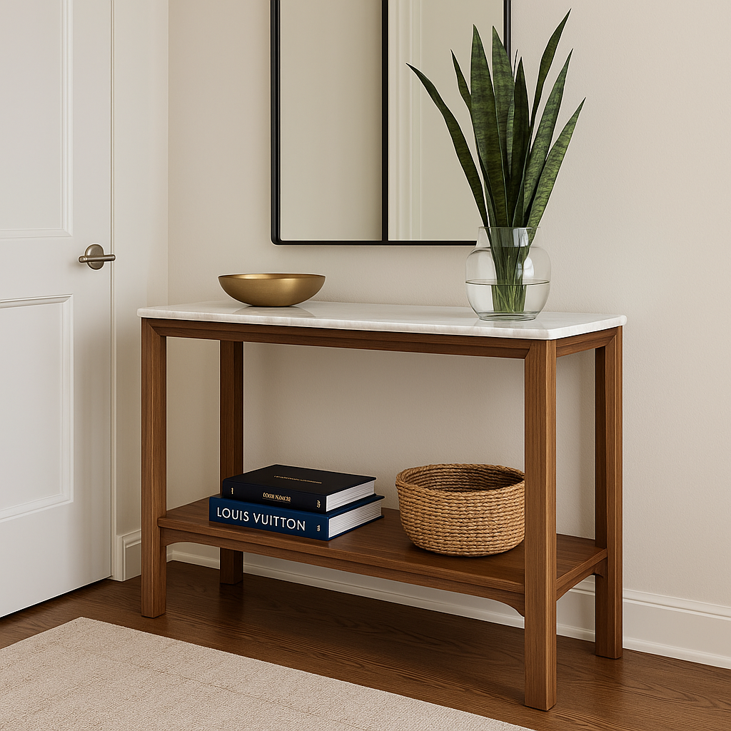 Consola Adria de madera y marmol NUMI, diseño contemporaneo