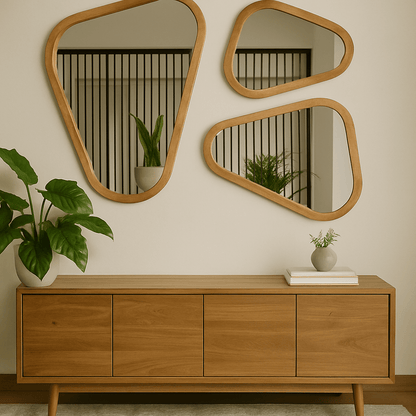 Espejo Nala orgánico con marco de madera natural