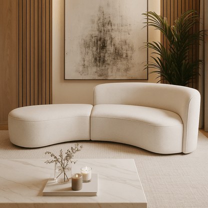 Sofá Luna de madera NUMI, diseño con líneas curvas y orgánicas